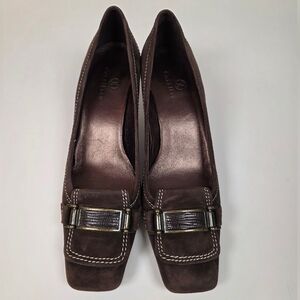 Cole Haan Brown Suede Kitten Heels | Square Toe | Size 7.5